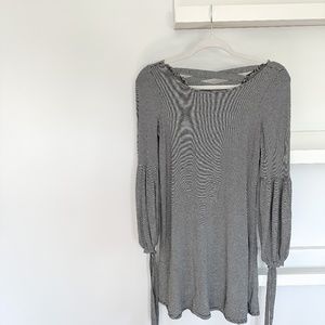 American Eagle Outfitters Black & White Stripe Strappy Back Long Sleeve Dress